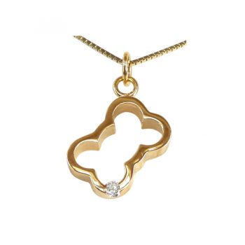 14K Gold Open Dog Bone with Diamond