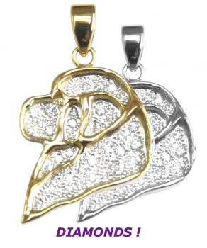 14K Gold Newfoundland Head Silhouette Pavé in Full Cut Diamonds