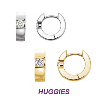 14K Gold Gorgeous Huggie Reversible Earrings with 10 point Diamonds